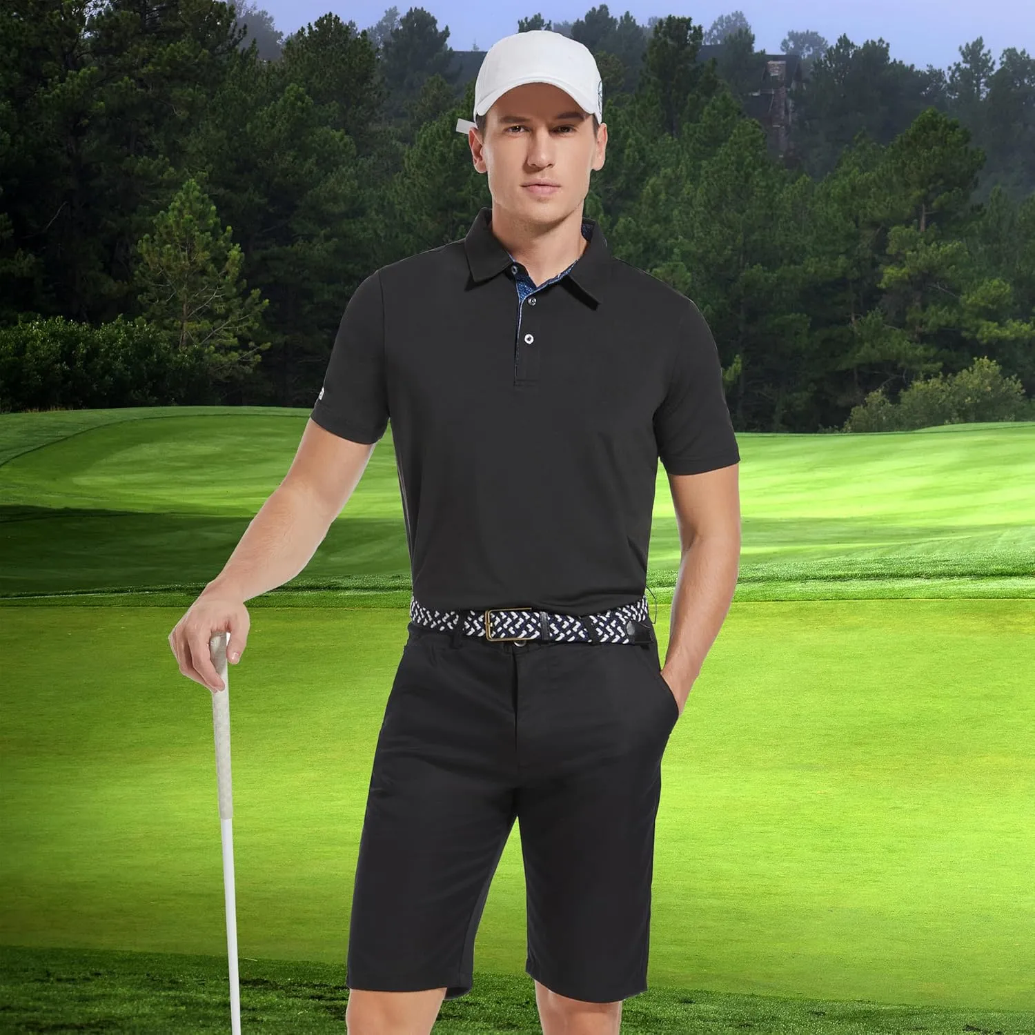 Mens Golf Shirt Short Sleeve Moisture Wicking Dry Fit Performance Casual Solid Collared Golf Polo Shirts for Men