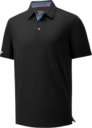 Mens Golf Shirt Short Sleeve Moisture Wicking Dry Fit Performance Casual Solid Collared Golf Polo Shirts for Men