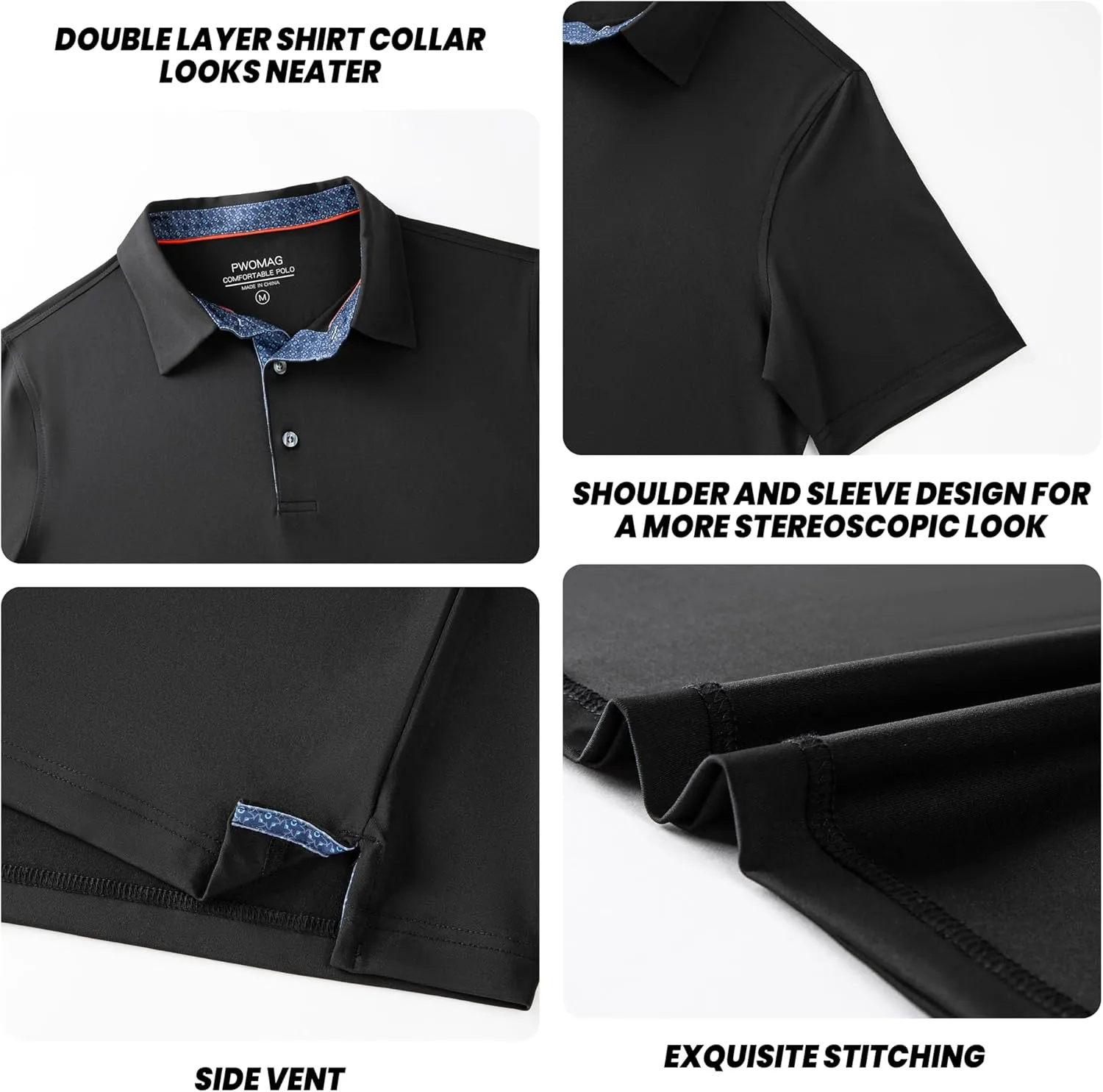 Mens Golf Shirt Short Sleeve Moisture Wicking Dry Fit Performance Casual Solid Collared Golf Polo Shirts for Men