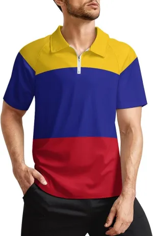 Men's Short Sleeve Casual Polo Shirt Summer Zip Polo Tracksuit for Men S-3XL