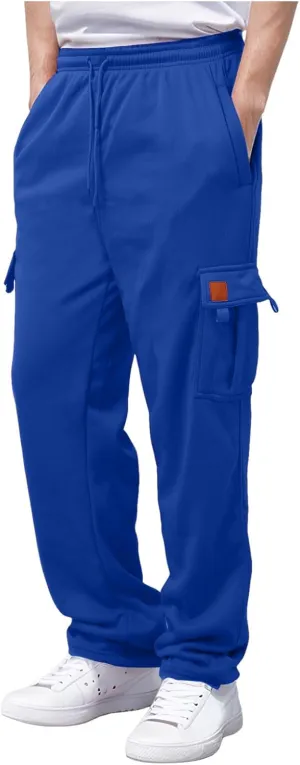 Mens Sweatpants Drawstring Elastic Waist Wide Leg Pant Loose Fit Baggy Pants Hiking Hunting Work Trousers