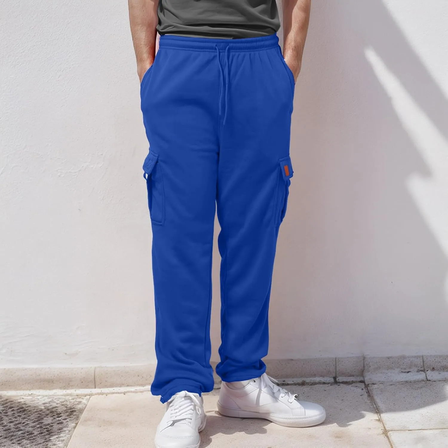 Mens Sweatpants Drawstring Elastic Waist Wide Leg Pant Loose Fit Baggy Pants Hiking Hunting Work Trousers