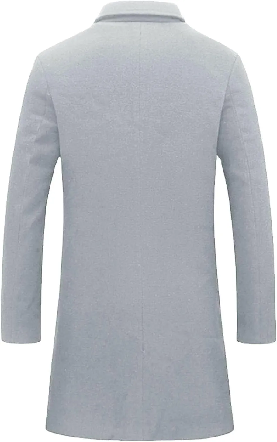 Men's Wool Blend Trench Coat Notched Lapel Collar Single Breasted Overcoat Slim Fit Warm Business Work Long Pea Coat