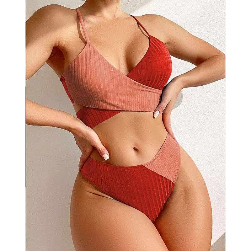 Mid Waist Wrap Brazilian Ribbed Bikini