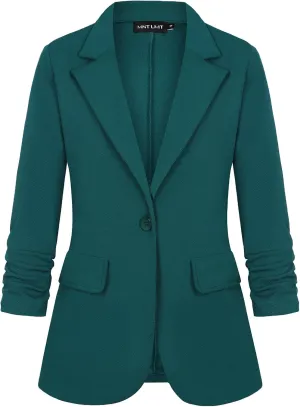 MINTLIMIT Womens Blazer 3/4 Sleeve Lapel Collar Business Work Blazers Button Front Casual Jackets with Pockets