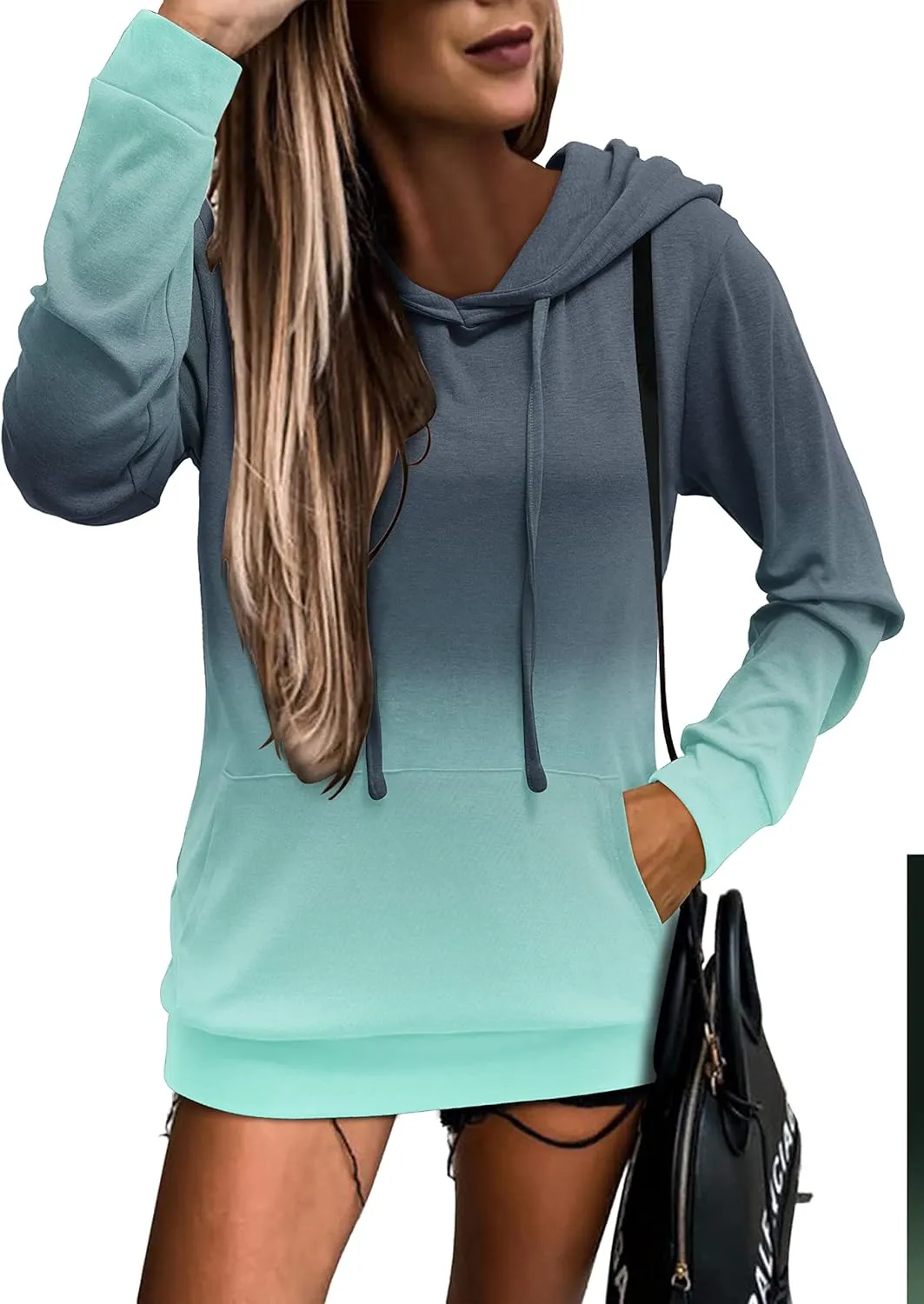 MODARANI Womens Pullover Hoodie Sweatshirts Casual Tunic Tops Kangaroo Pocket Shirts Tie Dye&Floral Print