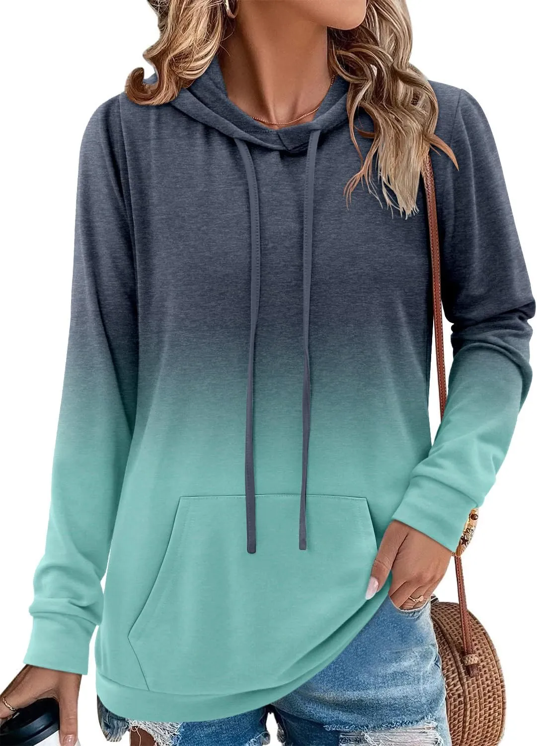 MODARANI Womens Pullover Hoodie Sweatshirts Casual Tunic Tops Kangaroo Pocket Shirts Tie Dye&Floral Print