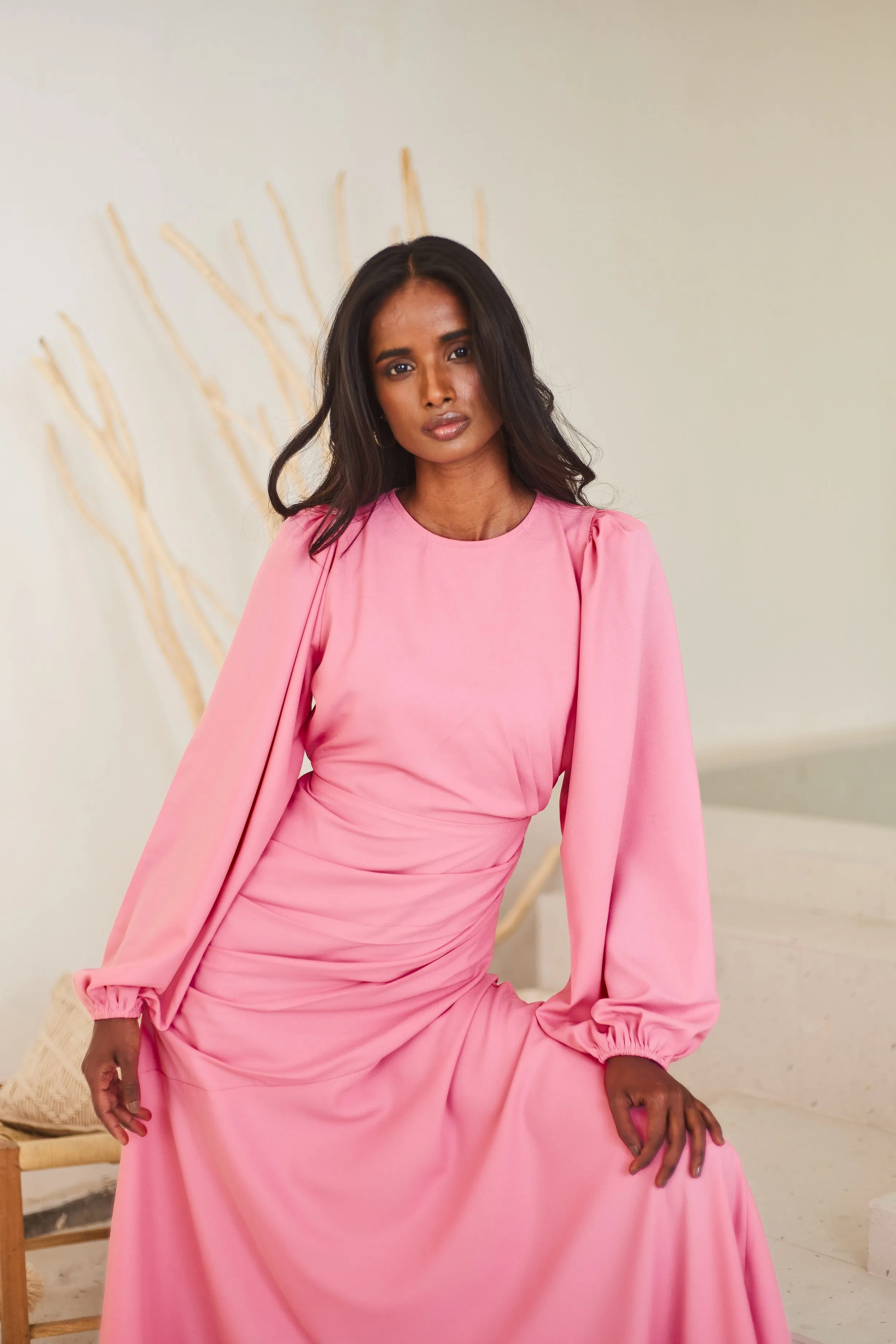 Modest Drape Midi dress