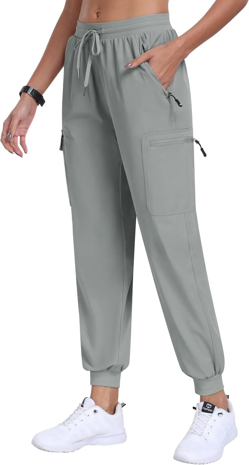 MoFiz Women's Cargo Pants with Pockets Lightweight Quick Dry Outdoor Travel Hiking Pants Running Joggers Sweatpants