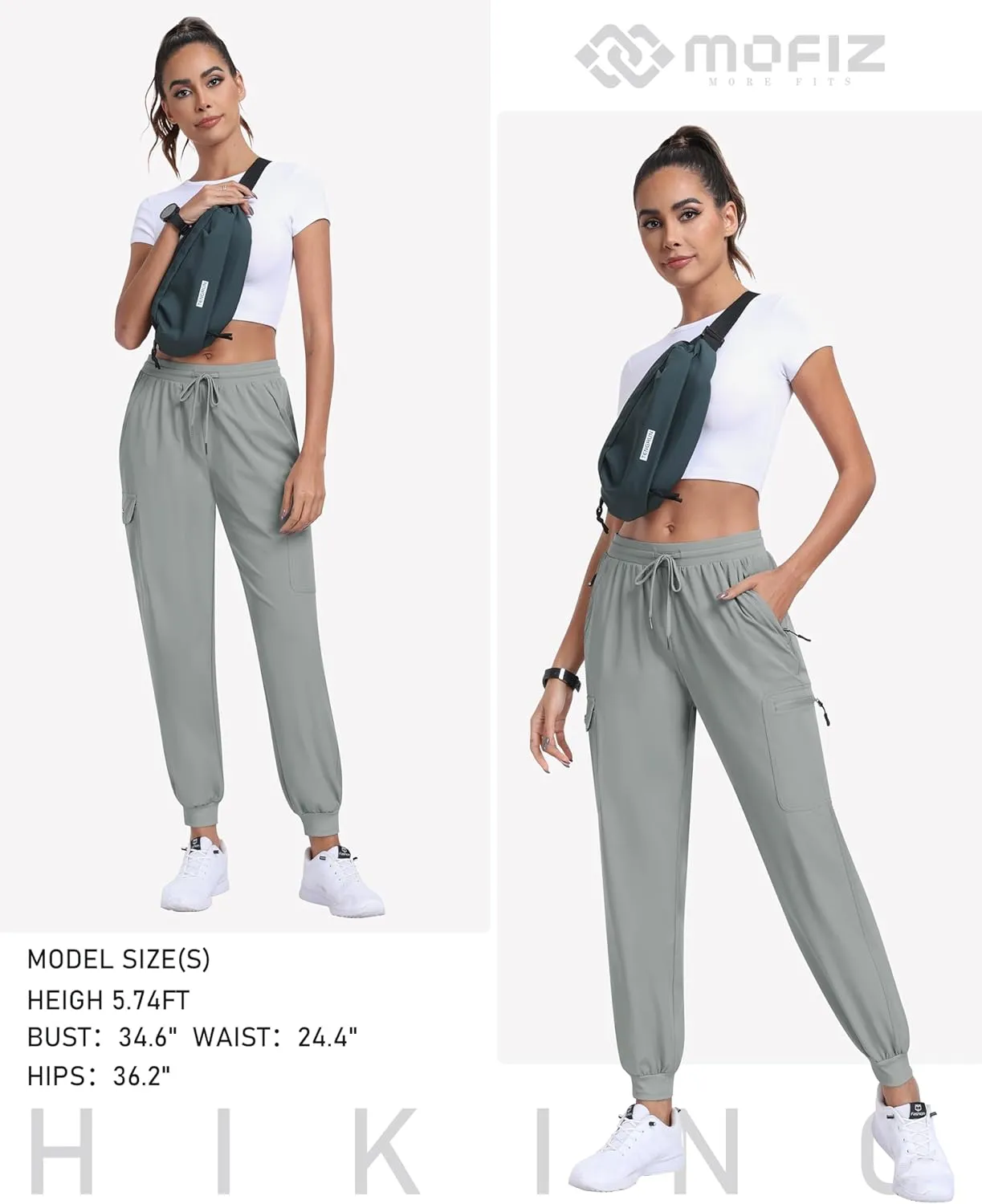 MoFiz Women's Cargo Pants with Pockets Lightweight Quick Dry Outdoor Travel Hiking Pants Running Joggers Sweatpants