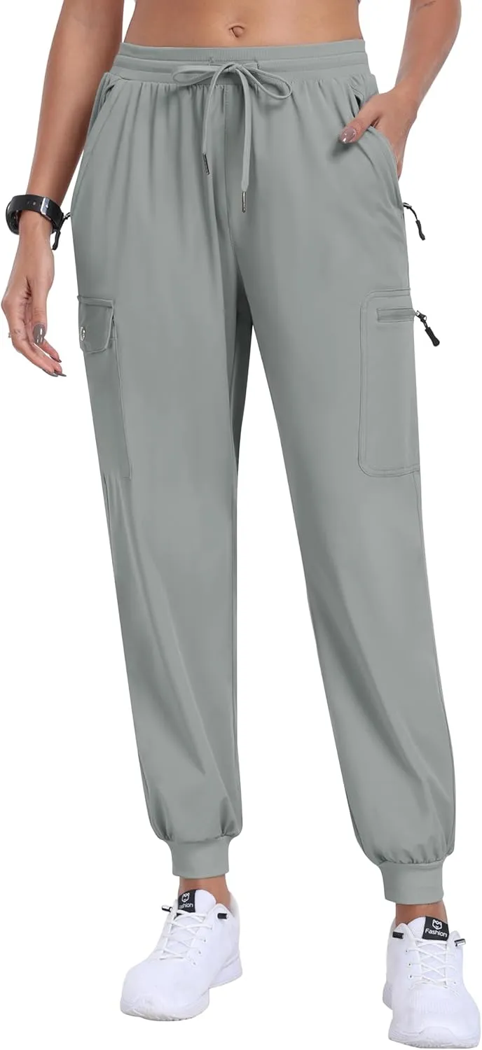 MoFiz Women's Cargo Pants with Pockets Lightweight Quick Dry Outdoor Travel Hiking Pants Running Joggers Sweatpants