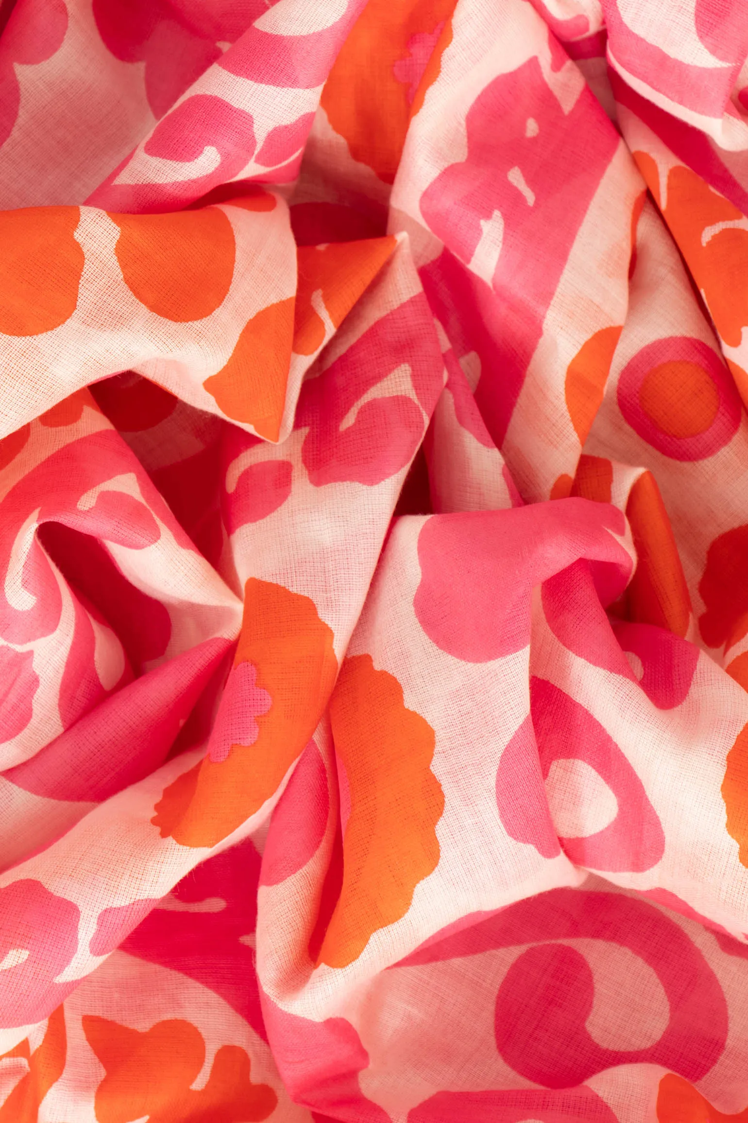 Nala Lightweight Cotton Scarf - Hot Pink/Orange, Mosaic