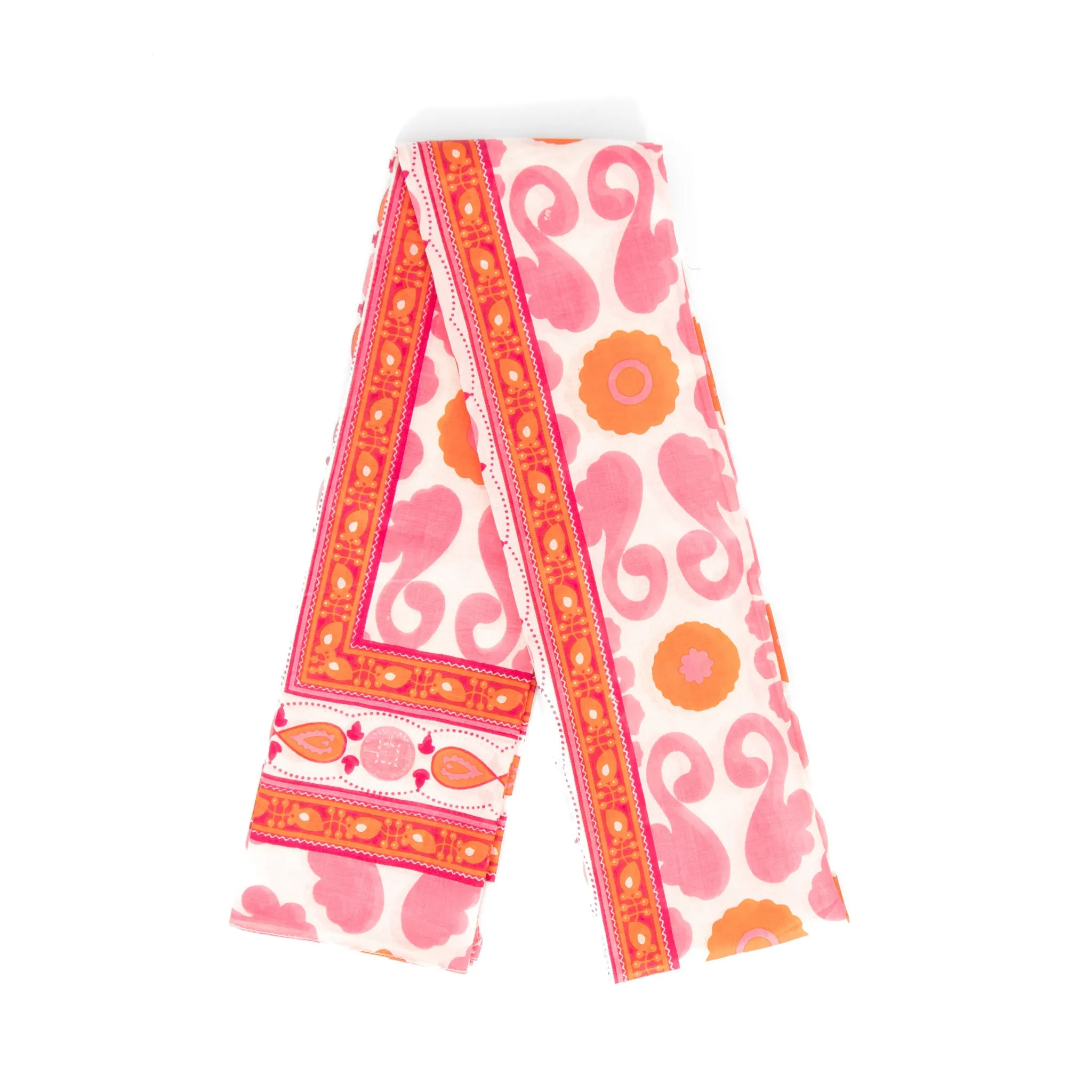 Nala Lightweight Cotton Scarf - Hot Pink/Orange, Mosaic