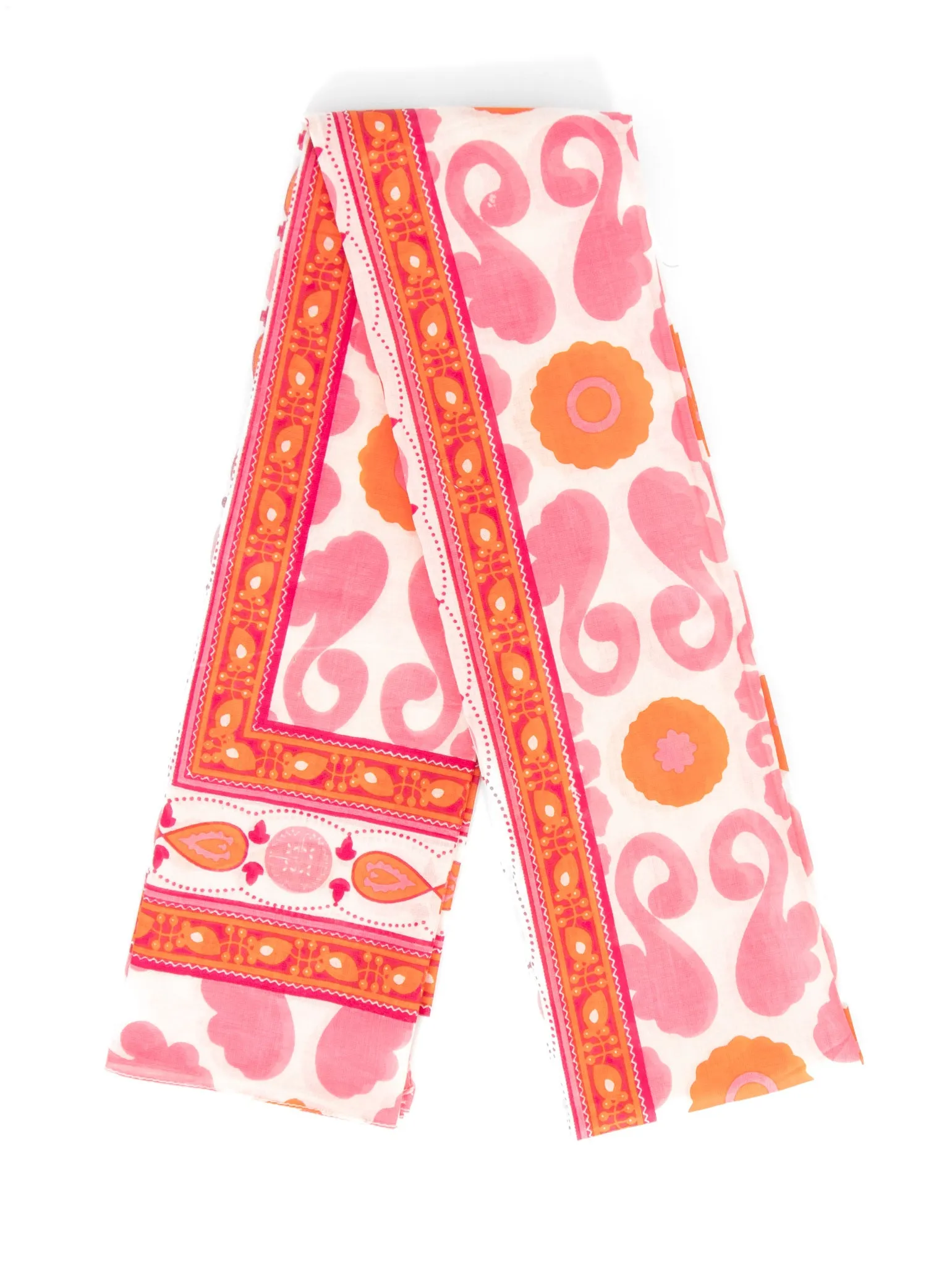 Nala Lightweight Cotton Scarf - Hot Pink/Orange, Mosaic
