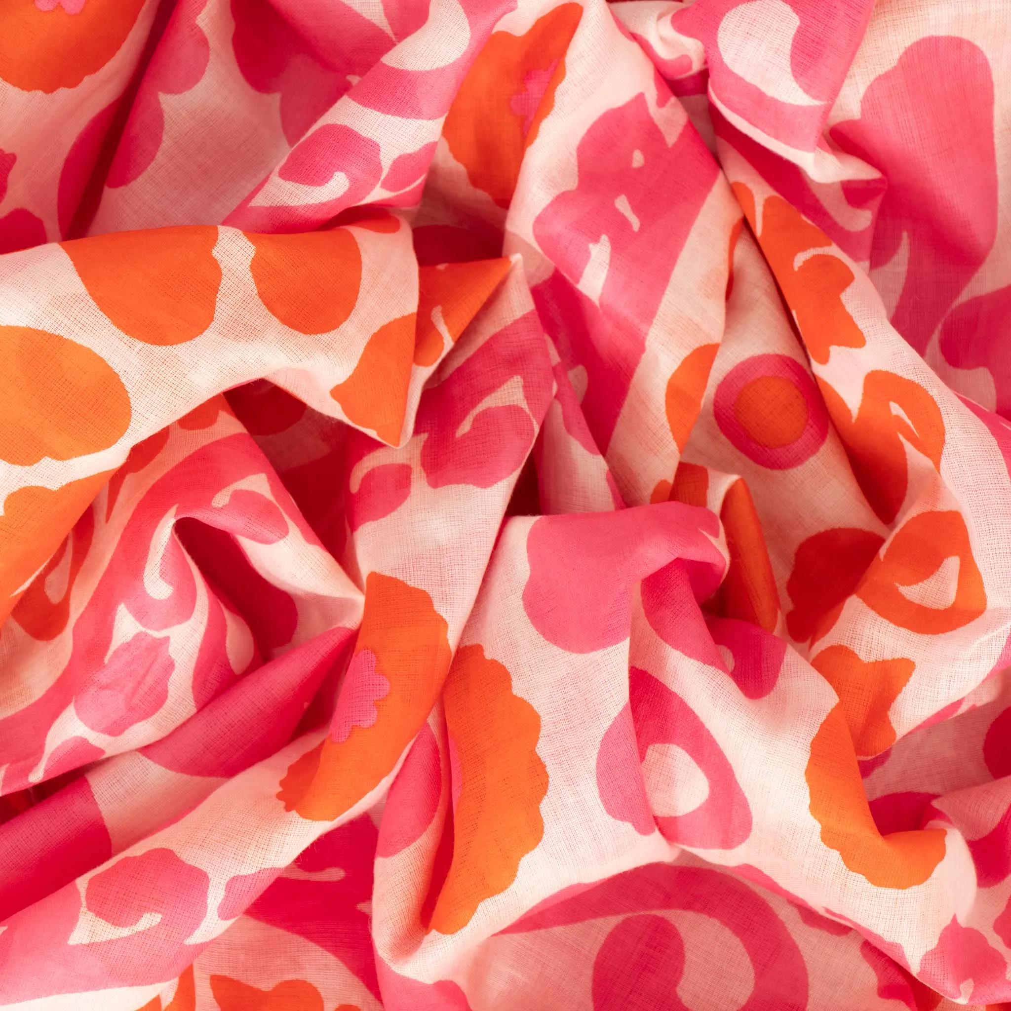 Nala Lightweight Cotton Scarf - Hot Pink/Orange, Mosaic