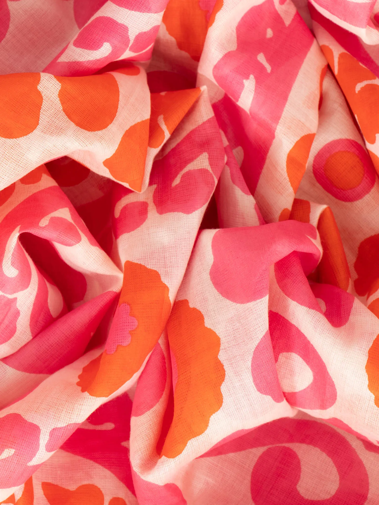 Nala Lightweight Cotton Scarf - Hot Pink/Orange, Mosaic