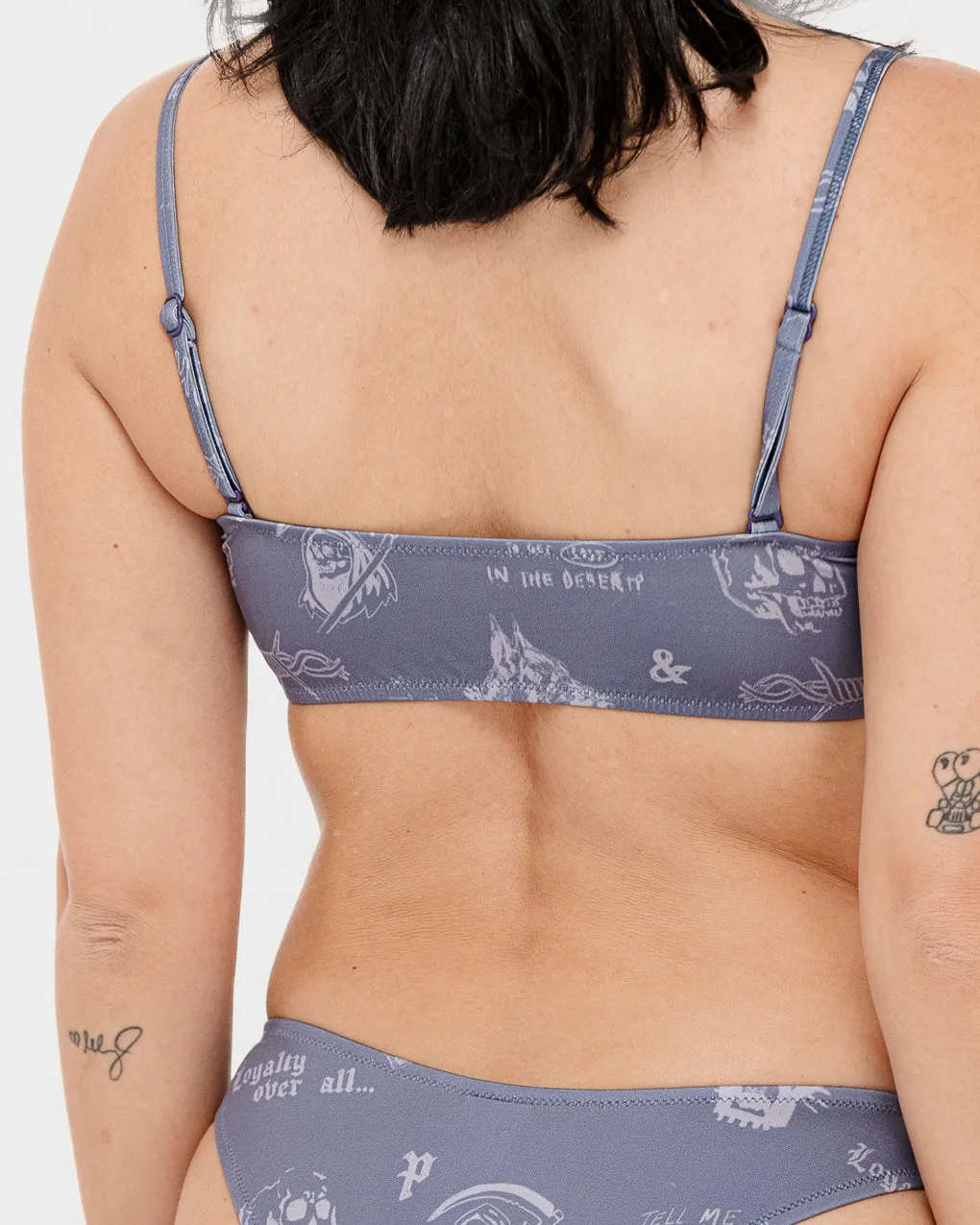 Neon Bones Bikini Top - Smoke Blue