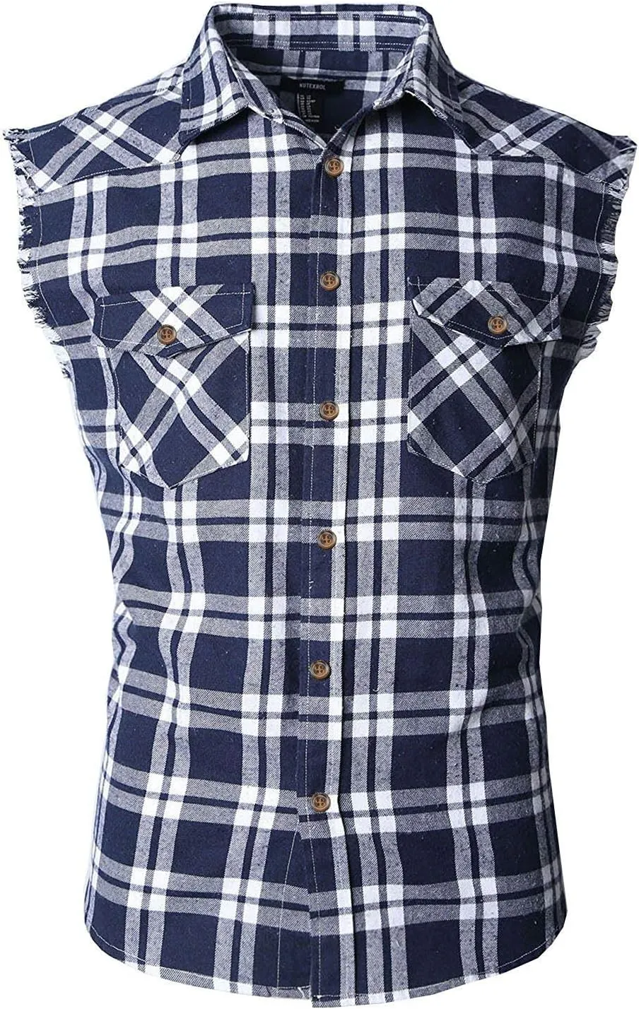 NUTEXROL Men's Casual Flannel Plaid Shirt Sleeveless Plus Size Vest