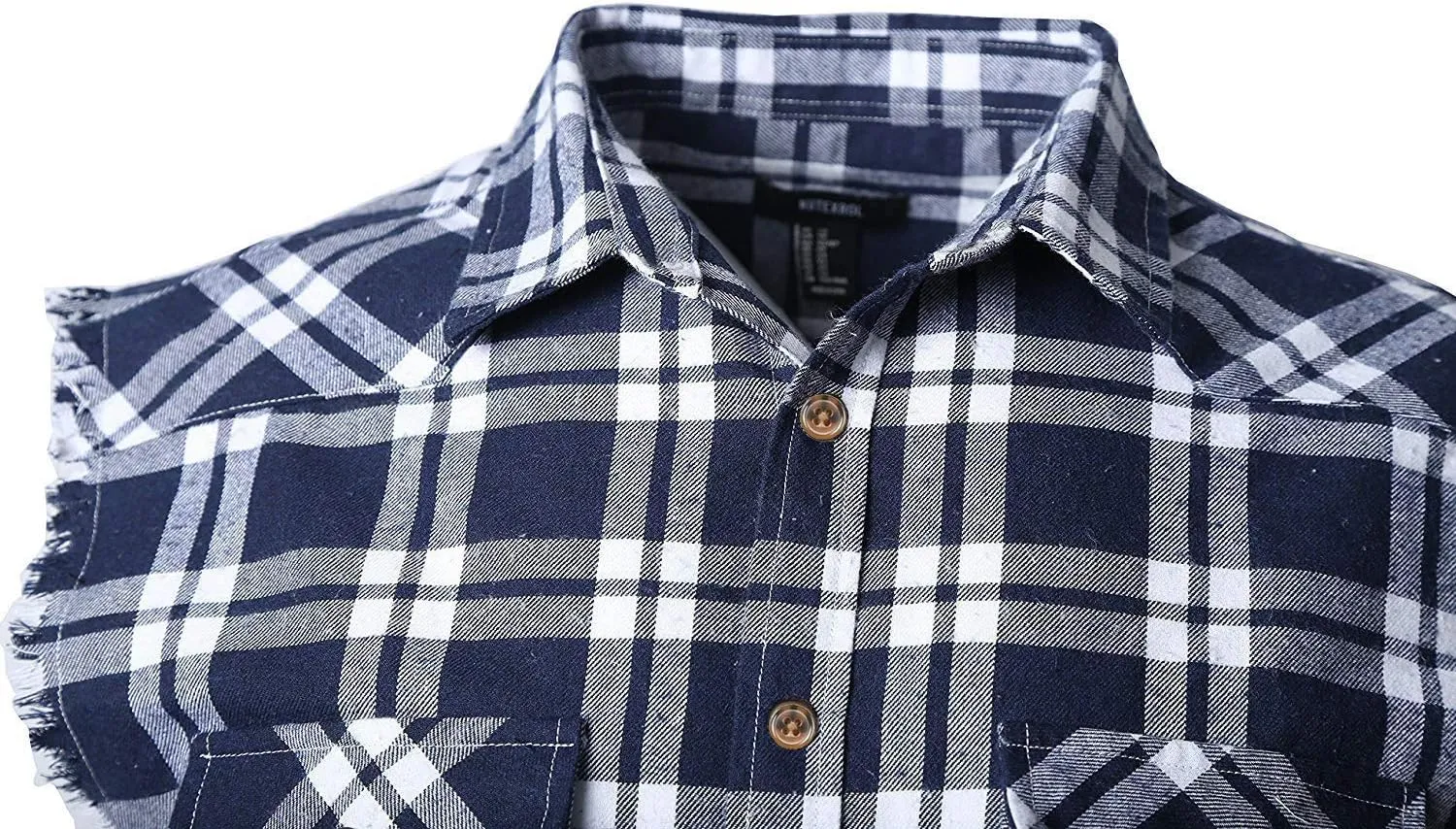 NUTEXROL Men's Casual Flannel Plaid Shirt Sleeveless Plus Size Vest