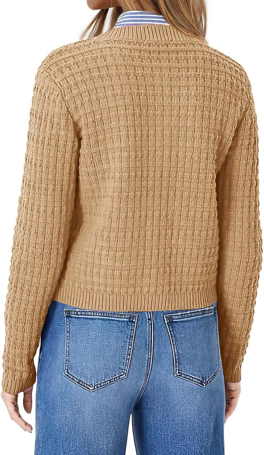 OFEEFAN Womens Cardigan Sweaters Open Front Long Sleeve Button Down Knit Jackets with Pockets 2024 Fall Winter