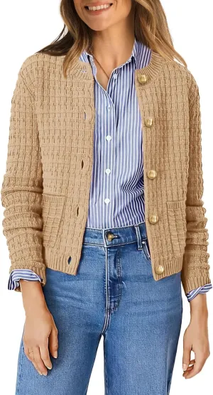 OFEEFAN Womens Cardigan Sweaters Open Front Long Sleeve Button Down Knit Jackets with Pockets 2024 Fall Winter