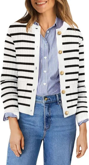 OFEEFAN Womens Cardigan Sweaters Open Front Long Sleeve Button Down Knit Jackets with Pockets 2024 Fall Winter