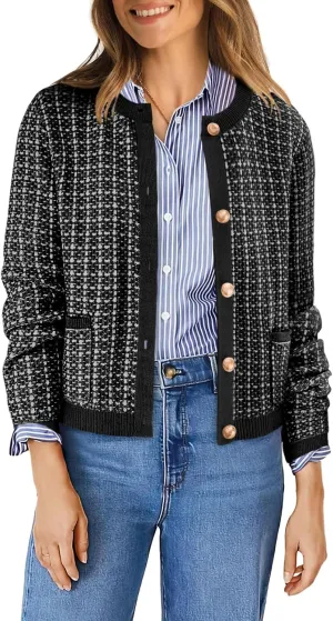 OFEEFAN Womens Cardigan Sweaters Open Front Long Sleeve Button Down Knit Jackets with Pockets 2024 Fall Winter