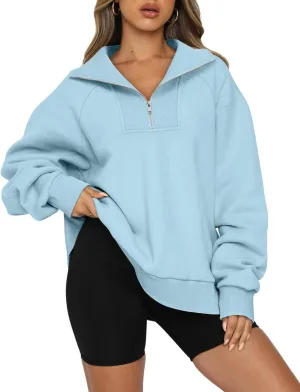 ONLYSHE Womens Half Zip Oversized Sweatshirts Casual Quarter Zipper Hoodies Long Sleeve Shirts Pullovers Fleece Outfits