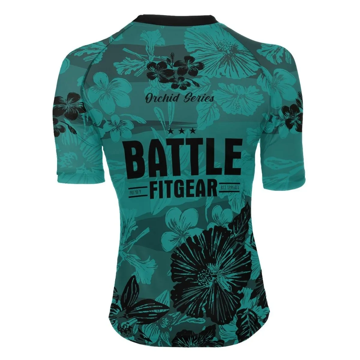 Orchid Series Viking Teal Heart Pattern Women's Short Sleeve Rash Guard