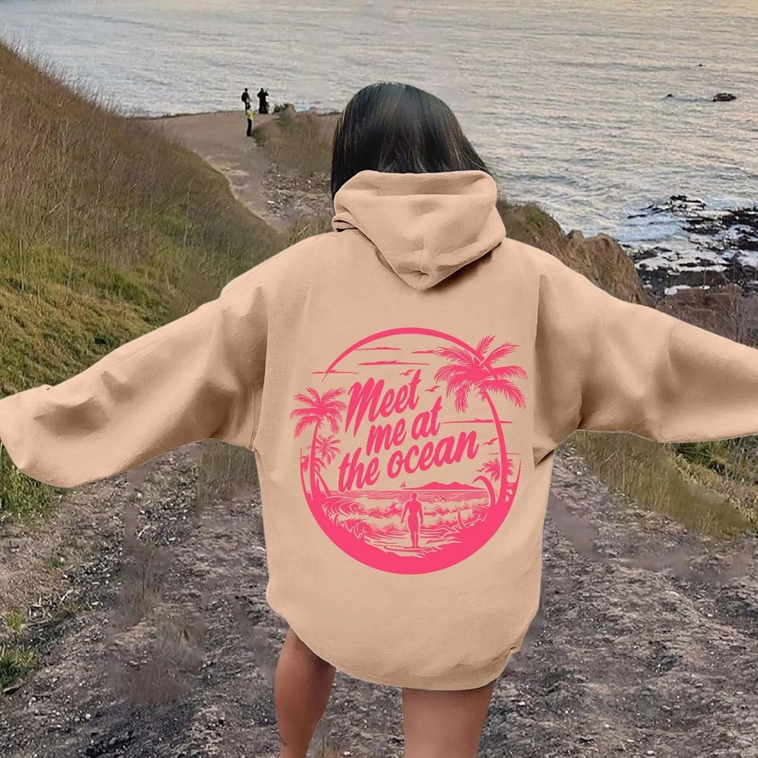 Oversized Hoodies for Women, Teen Girls Preppy Sweatshirt Long Sleeve Y2K Graphic Tees with Pockets