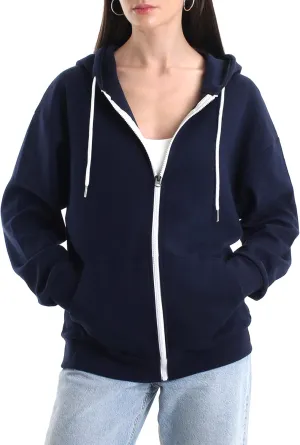 Oversized Women's Casual Full-Zip Hoodie Lightweight Long Sleeve Sweatshirt Casual Jacket with Pocket