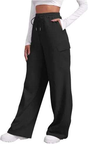 Pants for Women High Waisted Workout Casual Elastic Waist Sweatpants with Pockets