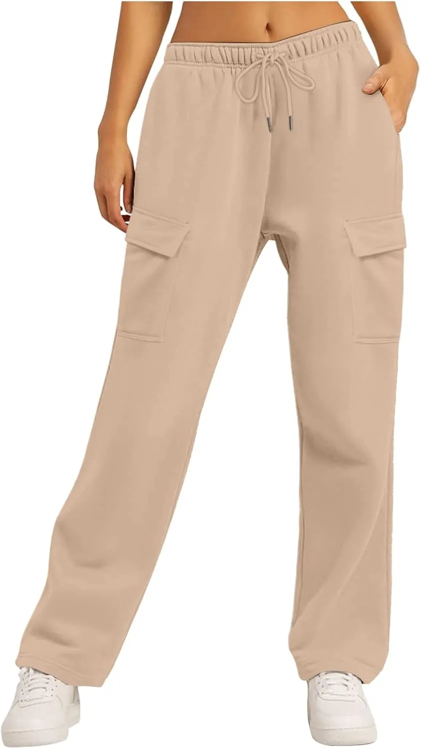 Pants for Women High Waisted Workout Casual Elastic Waist Sweatpants with Pockets