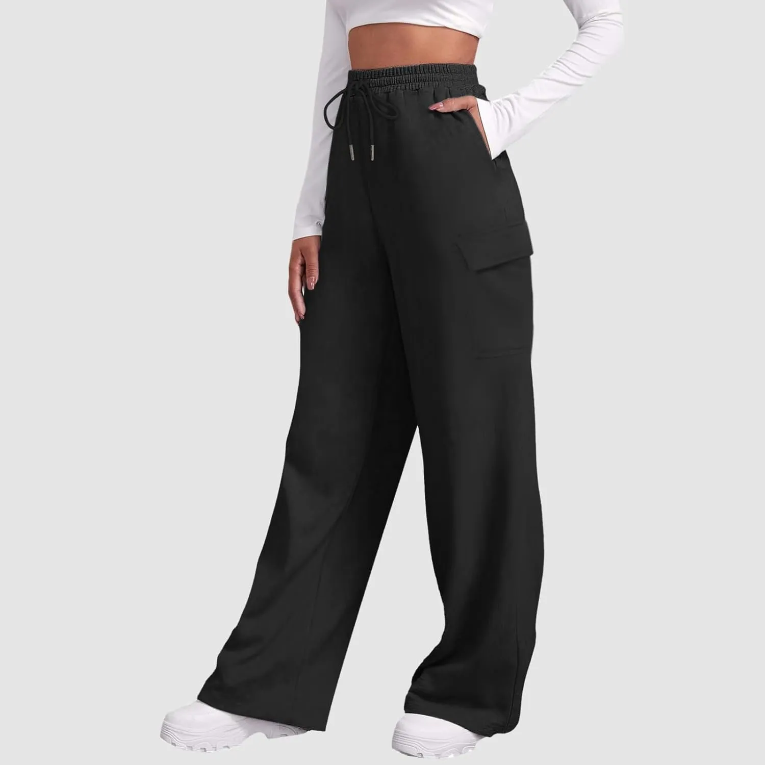 Pants for Women High Waisted Workout Casual Elastic Waist Sweatpants with Pockets