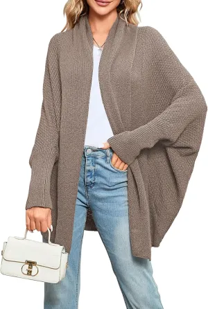Pink Queen Cardigan Sweaters for Women Oversized Chunky Kimono Slouchy Wrap Batwing Sleeve Open Front Outwear Coat