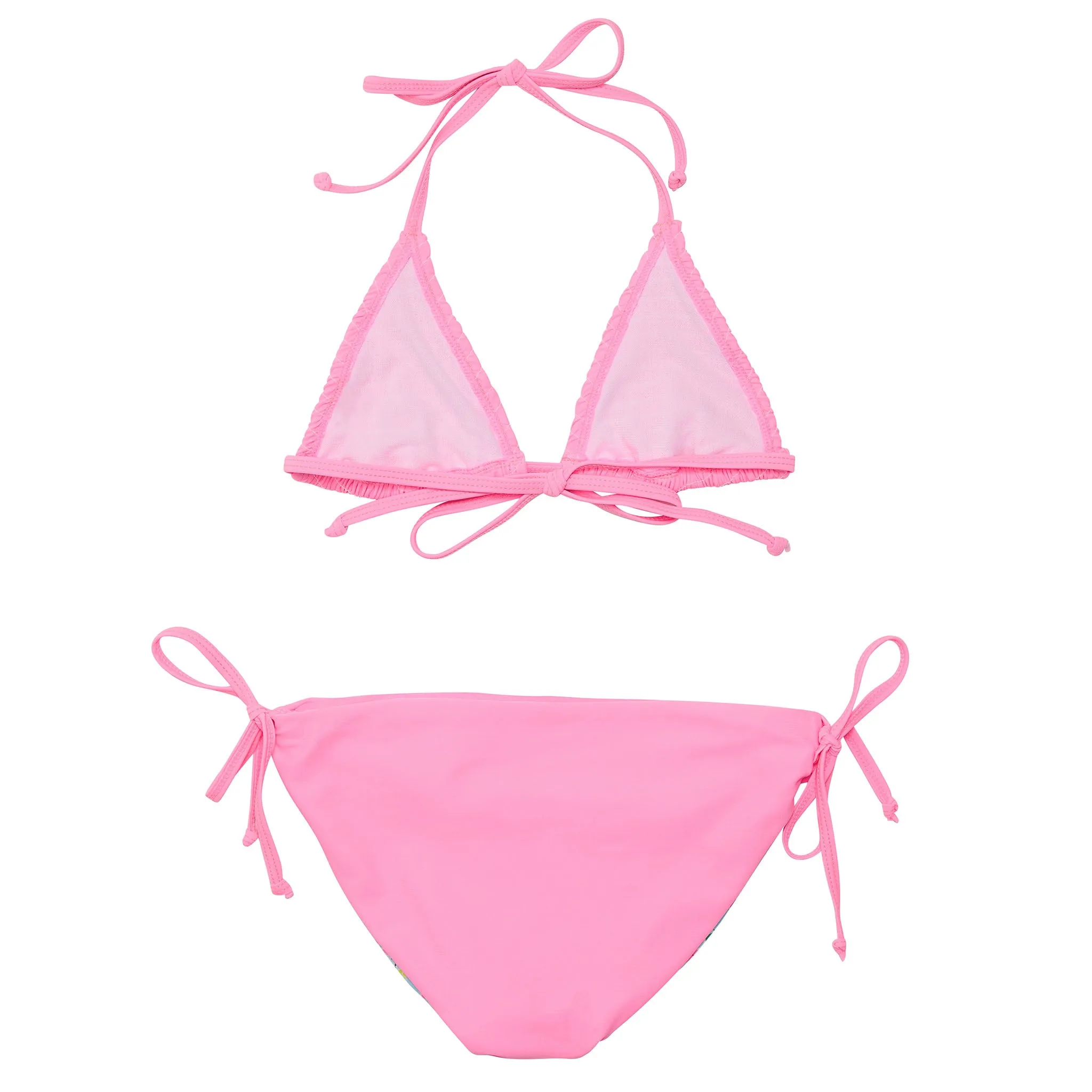 Pink Shirred Triangle Bikini