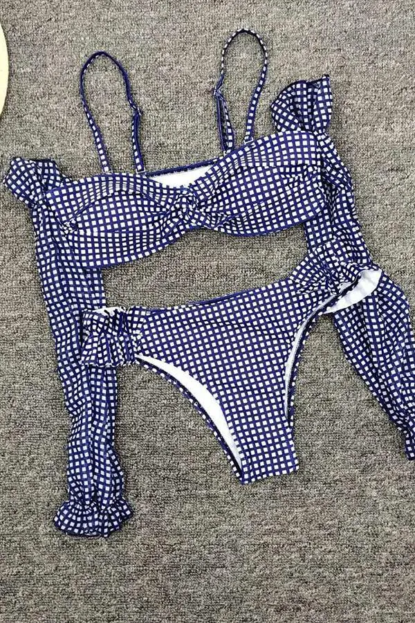 Plaid Playful Long Sleeve Bikini