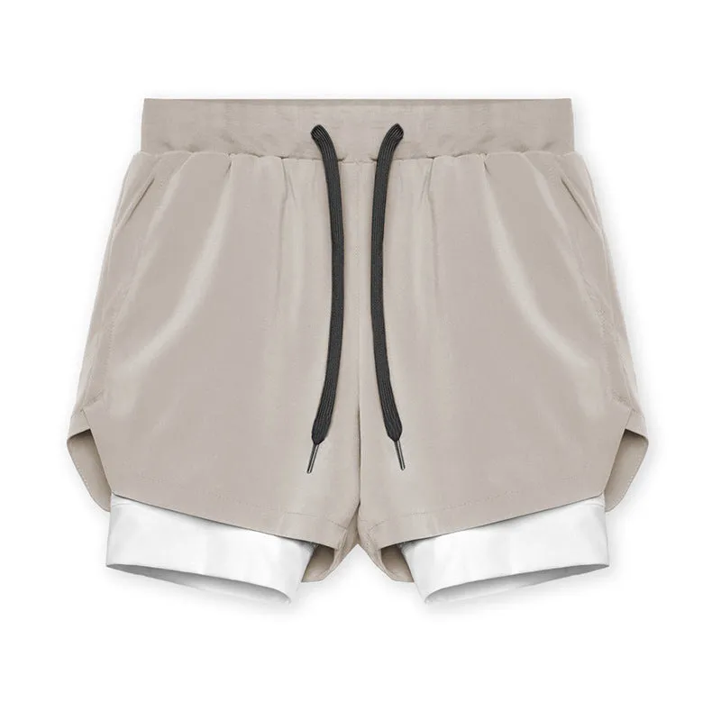 Plain Double Layer Shorts Quick Dry Sport Shorts