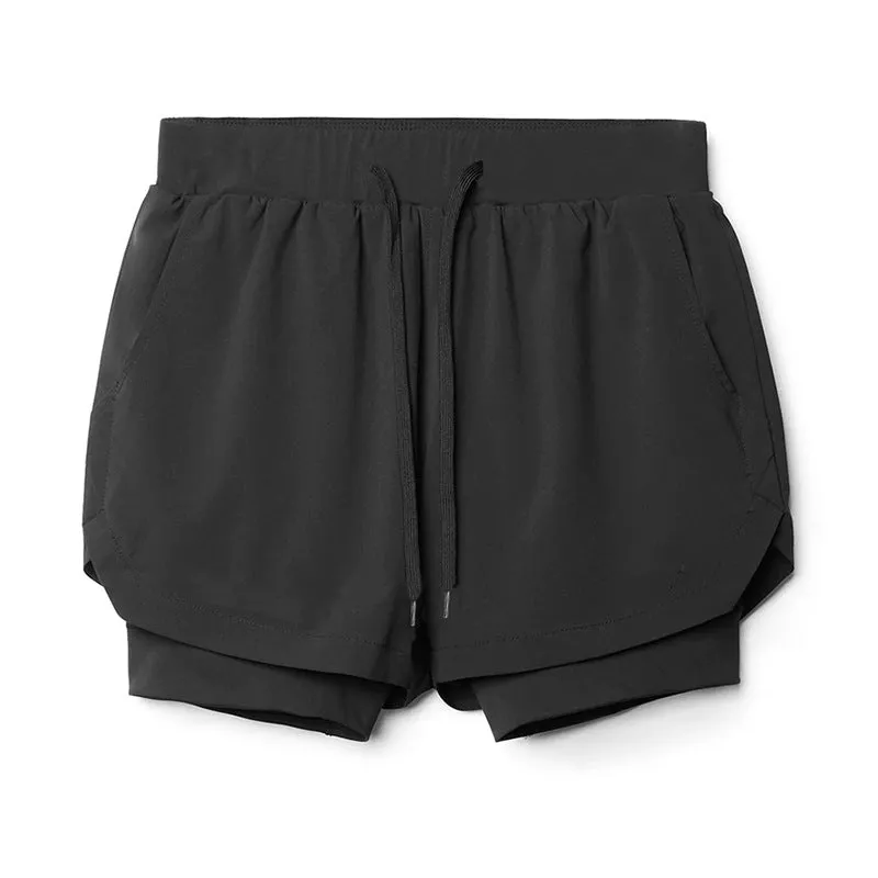 Plain Double Layer Shorts Quick Dry Sport Shorts