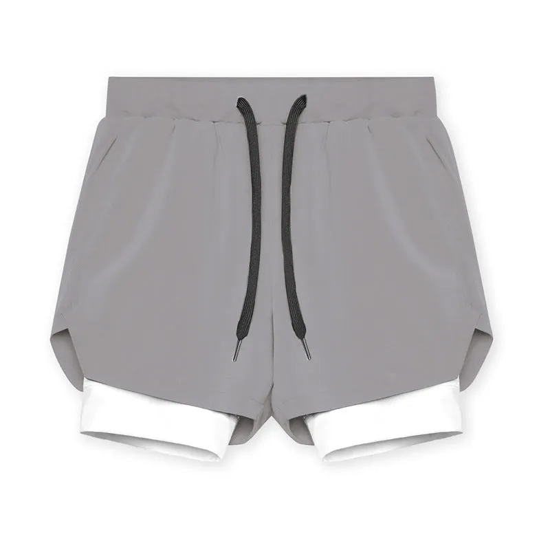 Plain Double Layer Shorts Quick Dry Sport Shorts