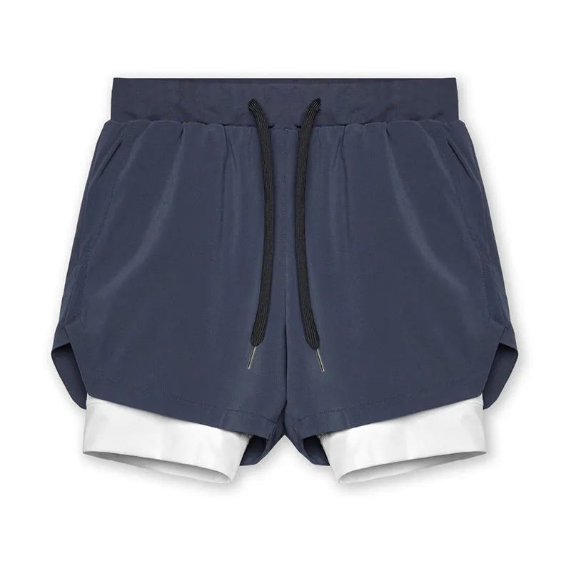 Plain Double Layer Shorts Quick Dry Sport Shorts