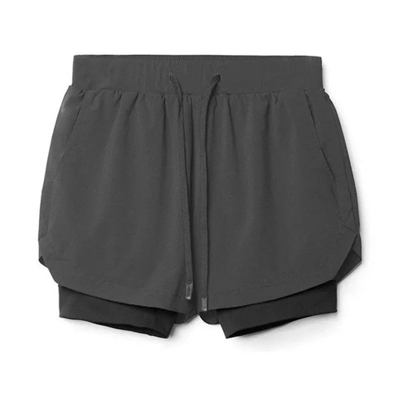 Plain Double Layer Shorts Quick Dry Sport Shorts