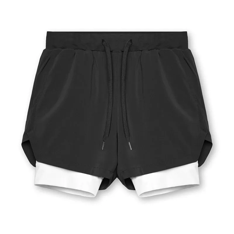 Plain Double Layer Shorts Quick Dry Sport Shorts