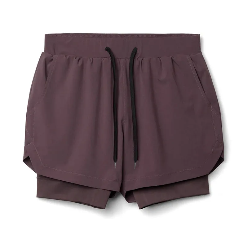 Plain Double Layer Shorts Quick Dry Sport Shorts