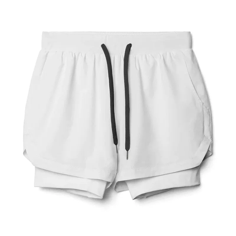 Plain Double Layer Shorts Quick Dry Sport Shorts