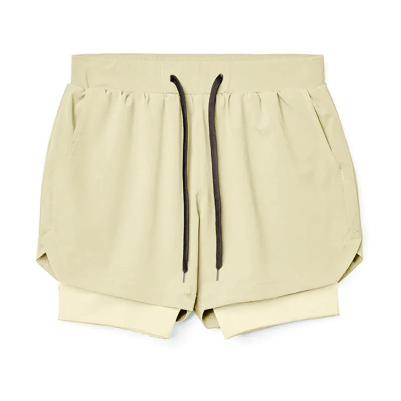 Plain Double Layer Shorts Quick Dry Sport Shorts