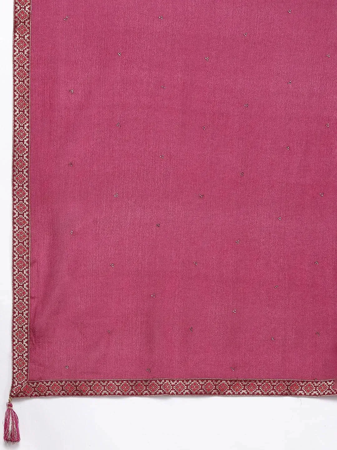 Plus Size Purple Self Design Silk Blend Straight Kurta With Dupatta