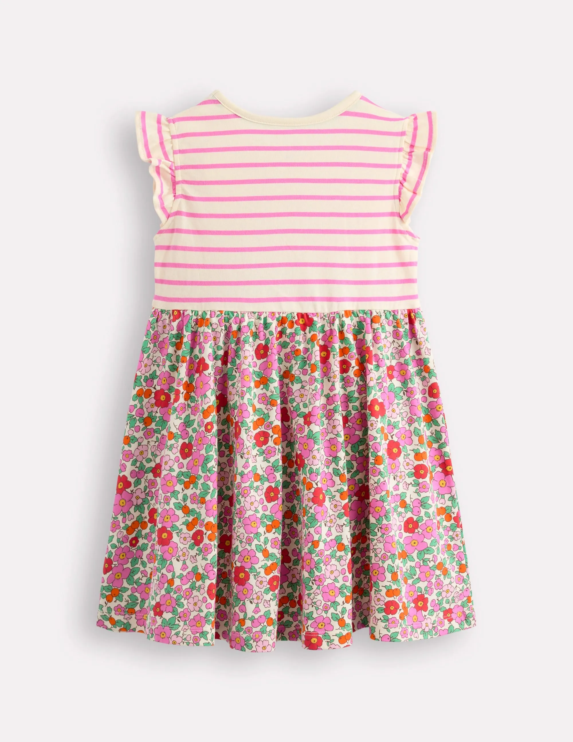 Posie Frill Sleeve Dress-Pink Apple Blossom Floral