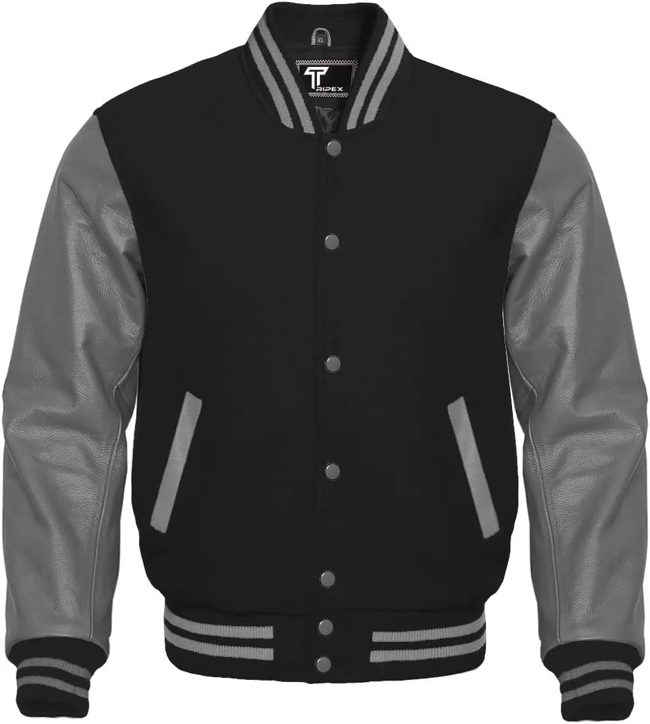 Premium Letterman Baseball School College Bomber Varsity Jacket Purple & Gold Genuine Leather Sleeves