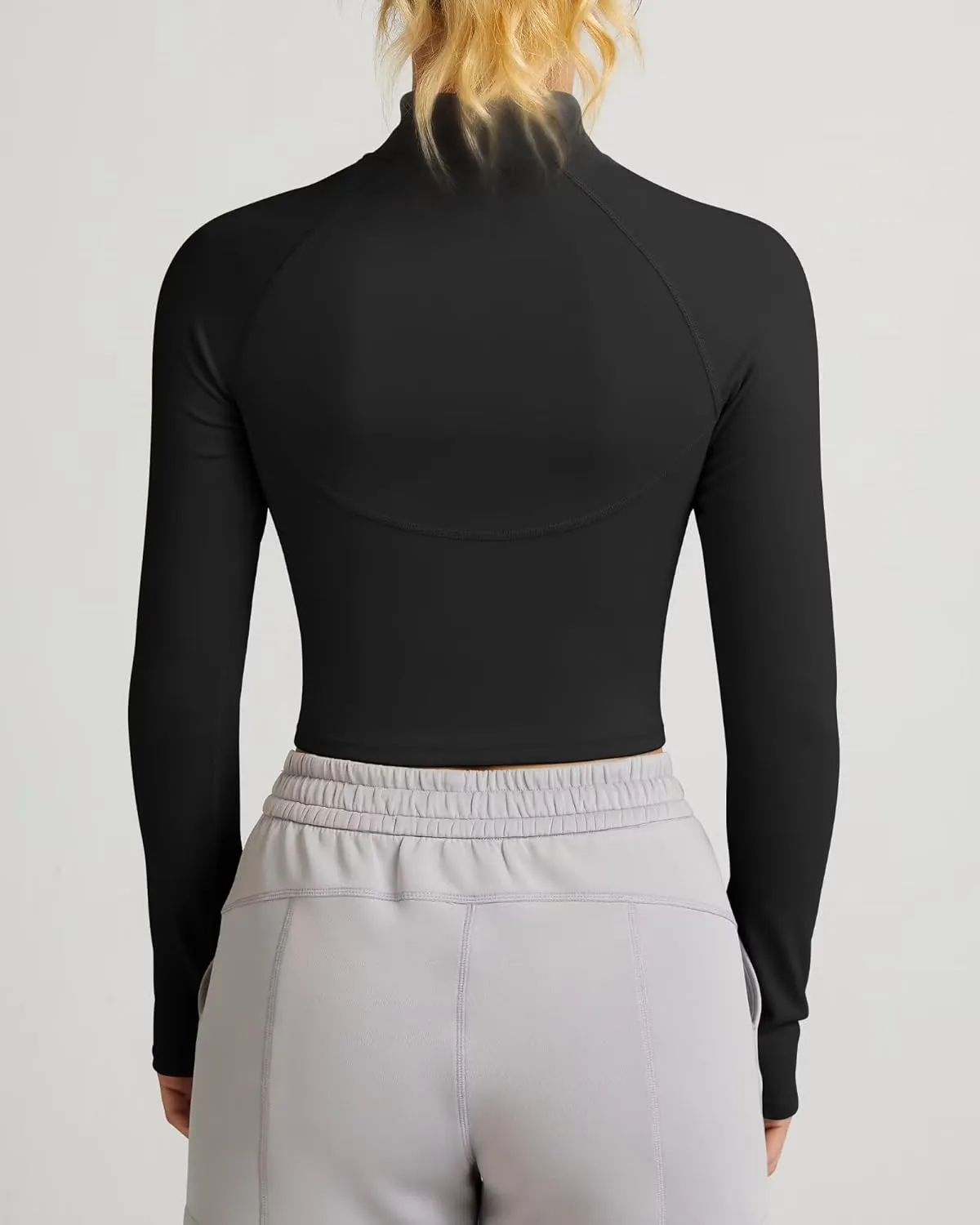 QUEENIEKE Hooded Workout Jacket for Women - Zip Up Athletic Running BBL Jacket Croped Tops with Back Mesh Vent & Thumb Holes